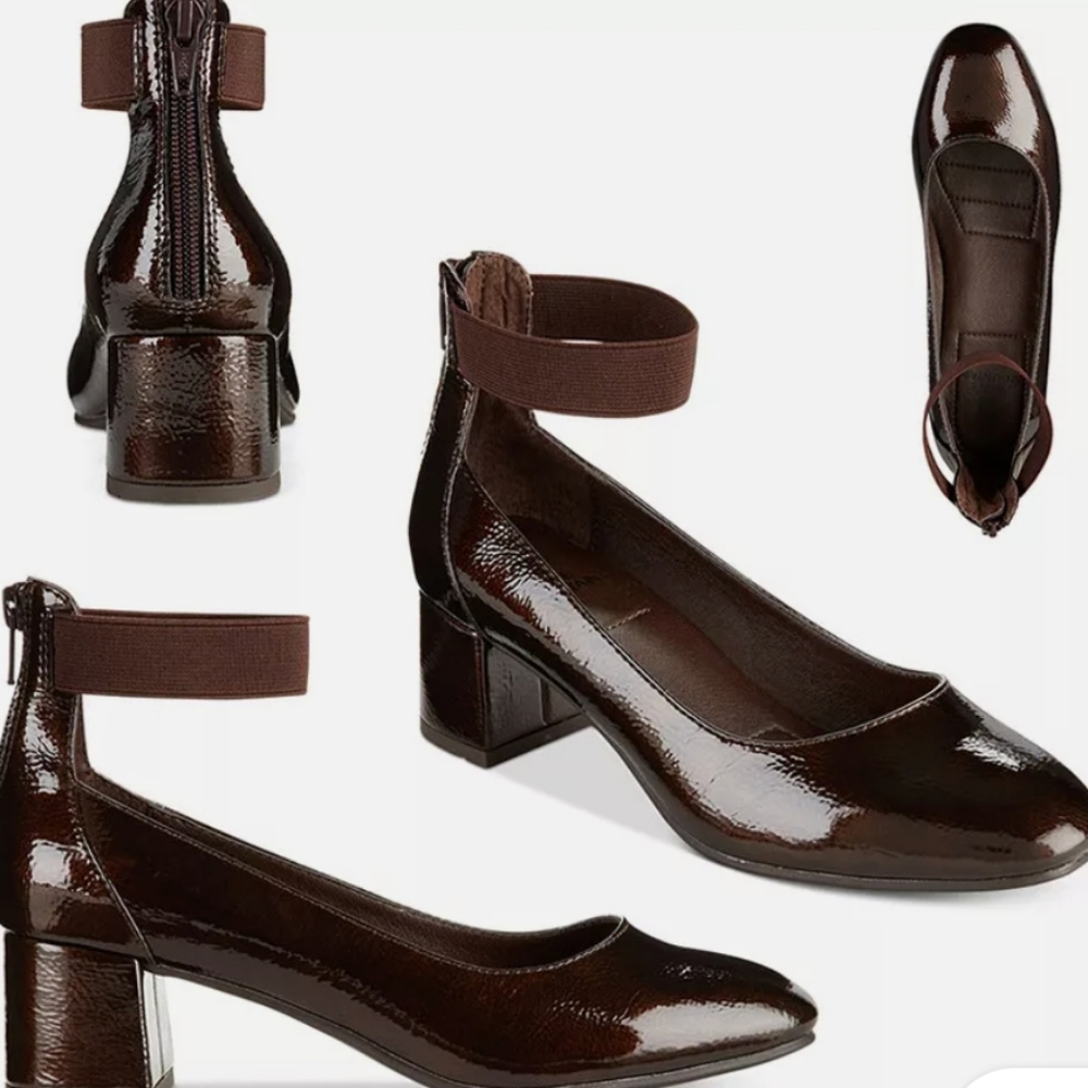 White Mountain Dark Brown Patent Heels